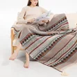 Bohemian Knitted Throw Blanket with Tassels - 4