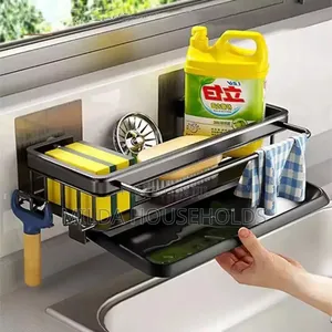 Kitchen/Bathroom Sink Caddy with Draining Tray & Towel Hooks