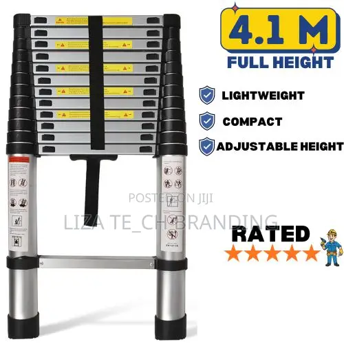 4.1m Telescopic Aluminium Ladder - 1
