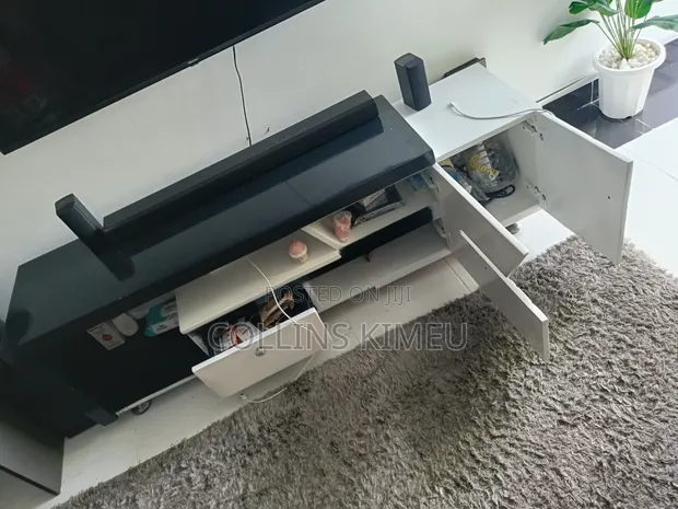 Wooden Television Stand with Drawers - 1