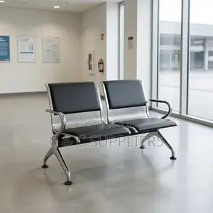 2-Seater Leather Padded Airport Bench