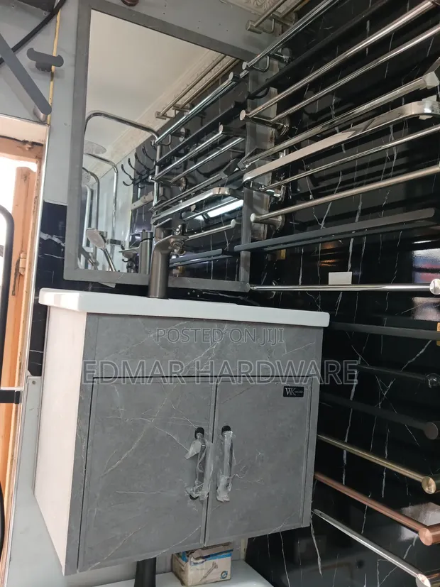 50cm Cabinet with Mirror - Grey - 1