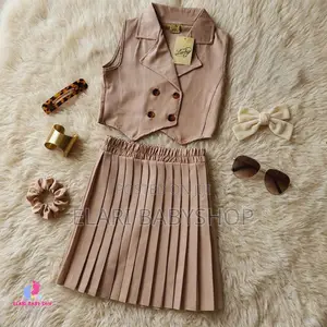 Girl's Pleated Skirt and Vest Set