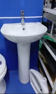 White Ceramic Pedestal Wash Basin - 2