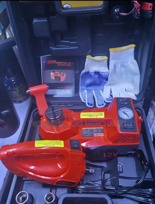 Electric Car Jack Kit with Air Pump & Nut Opener - 1