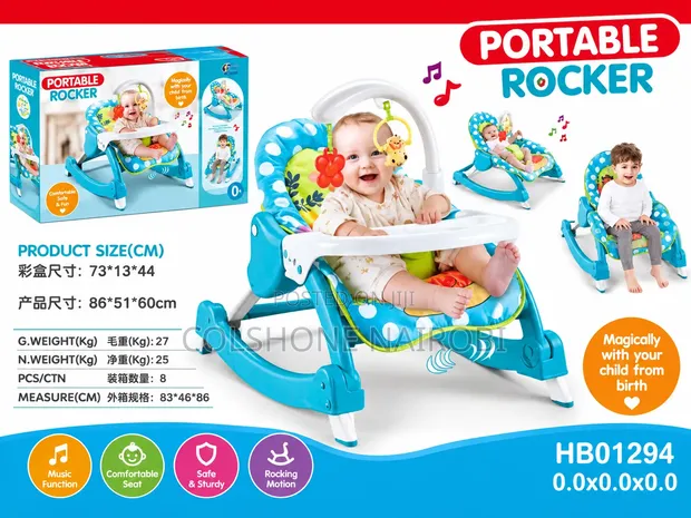 Portable Baby Rocker with Musical Toy Bar - 1
