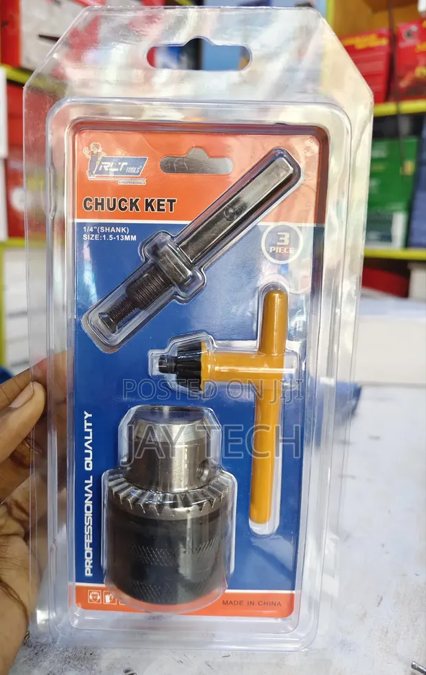 3-Piece 1.5-13mm Keyed Drill Chuck Kit with 1/4" Shank - 1