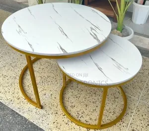 White Nesting Coffee Table - Marble Effect (MDF)