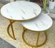 White Nesting Coffee Table - Marble Effect (MDF) - 1
