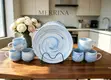 Marble-Effect Dinner Plate & Mug Set with Gold Stand (6+6 Pcs) - 1