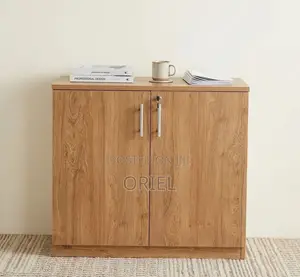 2-Door Office Credenza - Compact Wooden Storage Cabinet
