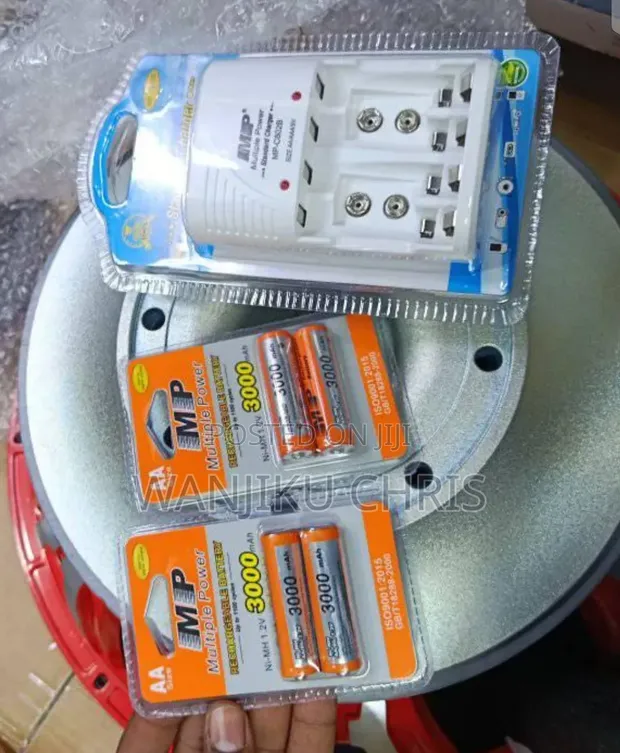AA Rechargeable Batteries (2 Pairs) with Charger - 1