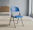 Modern Blue Foldable Plastic Office Chair - 3