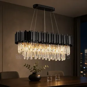 Luxury Black & Crystal Rectangular Chandelier