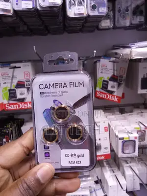 Gold-Trimmed Camera Lens Protector for Samsung S23