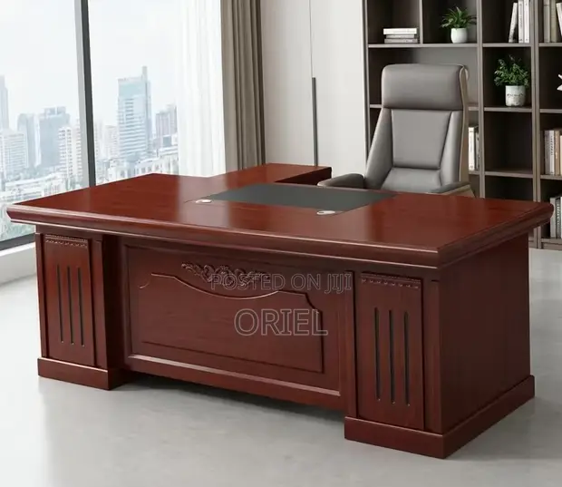 180cm Executive L-Shaped Desk - Mahogany Office Desk - 1