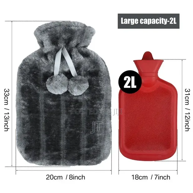 Fluffy Fabric Covered 2 Litre Hot Water Bottle Bag - 1