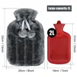 Fluffy Fabric Covered 2 Litre Hot Water Bottle Bag - 1