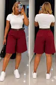 Zana Culotte Panti za Wide-Leg za Burgundy - 3