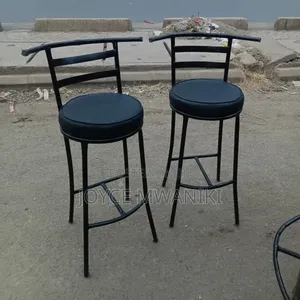 Black High Stools with Back Rest