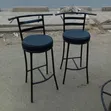 Black High Stools with Back Rest - 1
