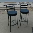 Black High Stools with Back Rest - 2