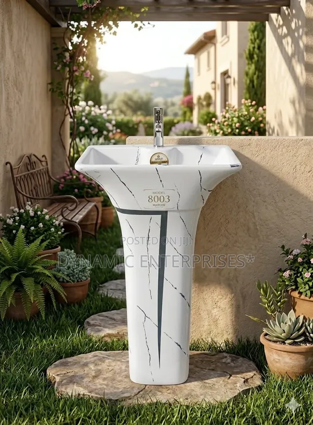 Modern Freestanding Ceramic Pedestal Wash Basin - 1