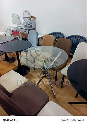 Round Top Glass Table - Brand New