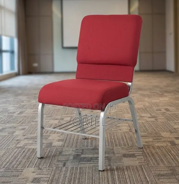 Heavy Duty Fabric Church Chair - Red - 1