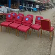 Red Stackable Church Chairs with Book Rack - 1
