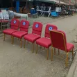 Red Stackable Church Chairs with Book Rack - 2