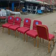 Red Stackable Church Chairs with Book Rack - 3