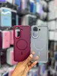 Frosted Translucent Case with Magnetic Rings for iPhone 16 Pro - 1