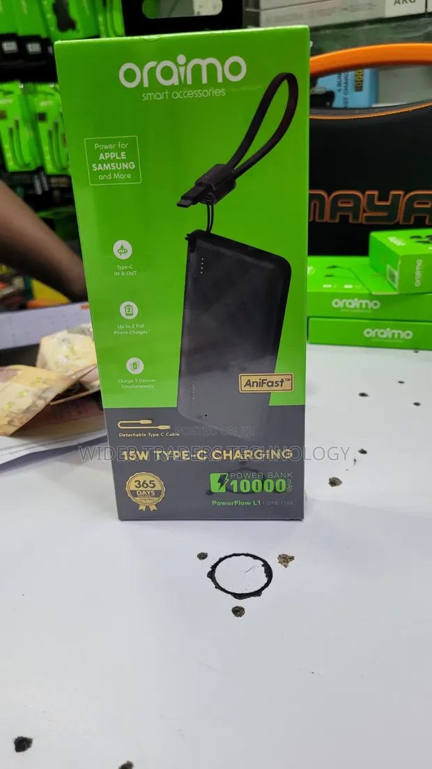 Oraimo PowerFlow L1 10000mAh Power Bank, 15W Type-C - 1