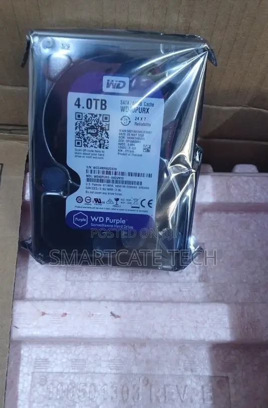 Genuine WD Purple 4TB SATA HDD for CCTV - 1