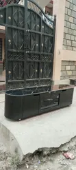 Black TV Stand with Marble Top - 5.5ft - 1