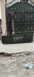 Black TV Stand with Marble Top - 5.5ft - 2