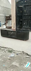 Black TV Stand with Marble Top - 5.5ft - 5