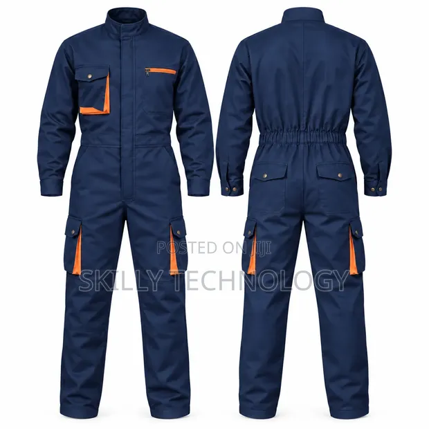 Navy Blue Cargo Overall - 1