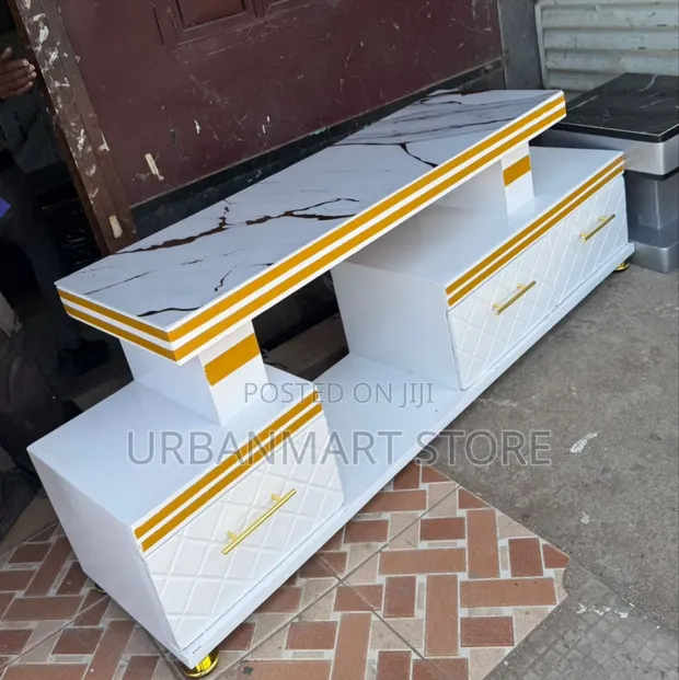 5ft Executive TV Stand with Marble-Look Finish - 1