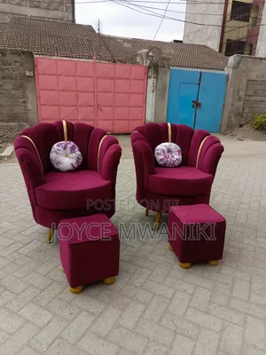 2 Red Maroon Pedicure Flower Seats with Stools