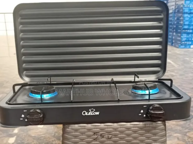 Olelon 2 Burner Gas Stove Cooker with Cover Lid - 1