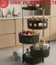 Urk 4-Tier Rotatable Fruit Rack na Magurudumu - Nyeusi - 1