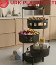 Urk 4-Tier Rotatable Fruit Rack na Magurudumu - Nyeusi - 2