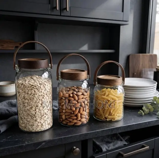 Nordic Saddle-Strap Pantry Jars Set (3pcs) - 1