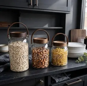 Nordic Saddle-Strap Pantry Jars Set (3pcs)
