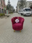 Maroon Red Single Flower Seat Chair - 2