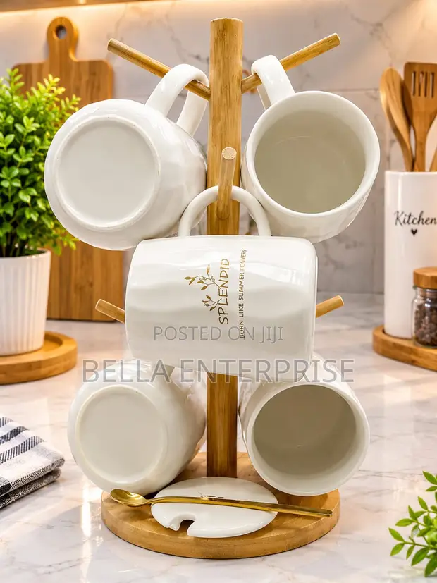 Large Capacity Mugs with Lids and Spoons (Set of 6) - 1