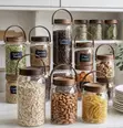 3 Pcs Borosilicate Glass Storage Jars with Acacia Wood Lids - 1