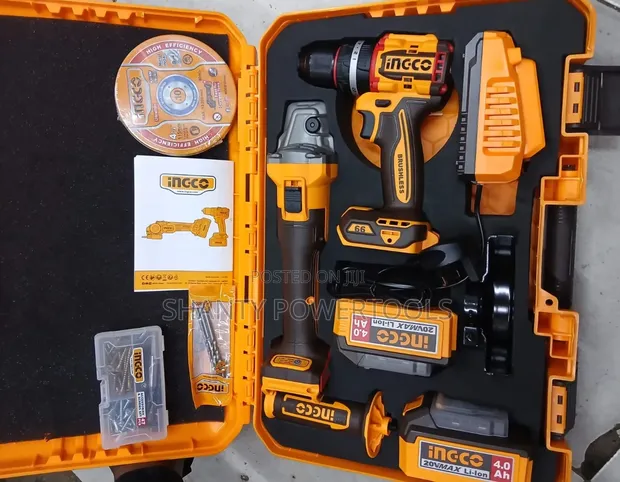 INGCO 20V Cordless Drill & Angle Grinder Combo - 1